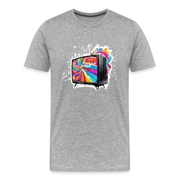 TV / Television / Analogue / Tube TV / Retro - Men's Premium Organic T-Shirt - heather grey - Front - Damien (186cm)