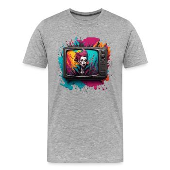 TV / Television / Analogue / Tube TV / Retro - Men's Premium Organic T-Shirt - heather grey - Front - Damien (186cm)