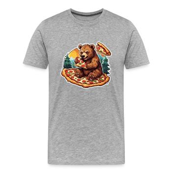 Pizza / Fast Food / Italienisch / Margherita - Männer Premium Bio T-Shirt - Grau meliert - Vorne - Damien (186cm)