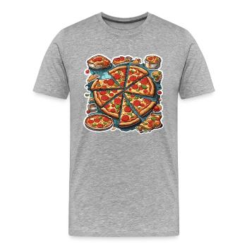 Pizza / Fast Food / Italienisch / Margherita - Männer Premium Bio T-Shirt - Grau meliert - Vorne - Damien (186cm)