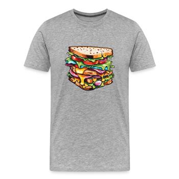 Sandwich / Sandwich / Nourriture / Épicerie - T-shirt bio Premium Homme - gris chiné - Devant - Damien (186cm)