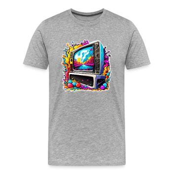 TV / Television / Analogue / Tube TV / Retro - Men's Premium Organic T-Shirt - heather grey - Front - Damien (186cm)