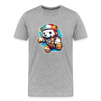 Ours en peluche / Peluche / Animal en peluche / Idée cadeau - T-shirt bio Premium Homme - gris chiné - Devant - Damien (186cm)