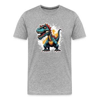 Dinosaure / Animal / Préhistorique / Reptile / Garçons - T-shirt bio Premium Homme - gris chiné - Devant - Damien (186cm)