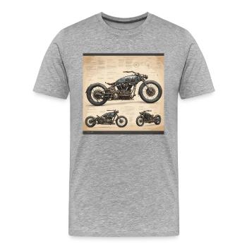 Plan / Sépia / Vintage / Rétro / Moto - T-shirt bio Premium Homme - gris chiné - Devant - Damien (186cm)