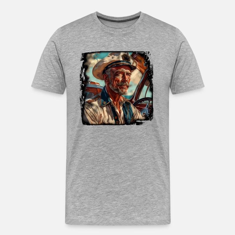 Matrose / Schiffsbesatzung / Decksmann / Anker - Männer Premium Bio T-Shirt - Grau meliert