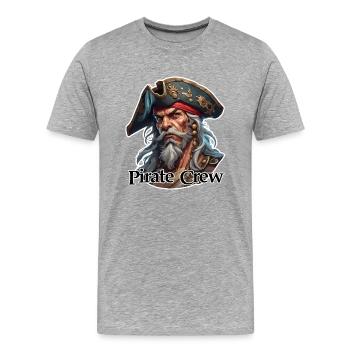 Pirat / Ahoi / Anker / Kapitän / Totenkopf / Rum - Männer Premium Bio T-Shirt - Grau meliert - Vorne - Damien (186cm)