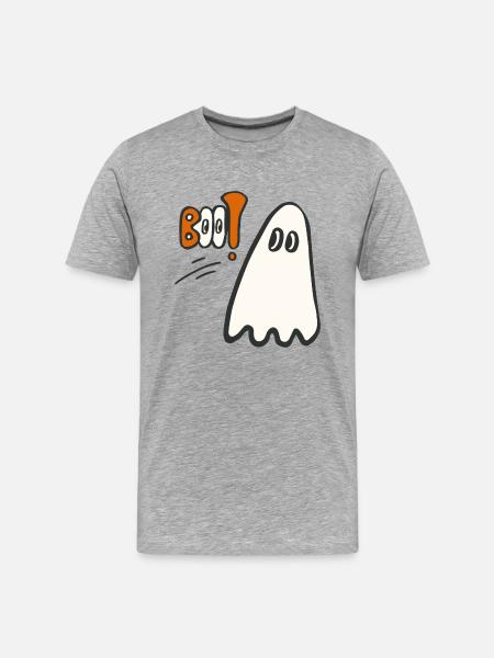 Halloween Geist - Ach du Schreck - Männer Premium Bio T-Shirt - Grau meliert