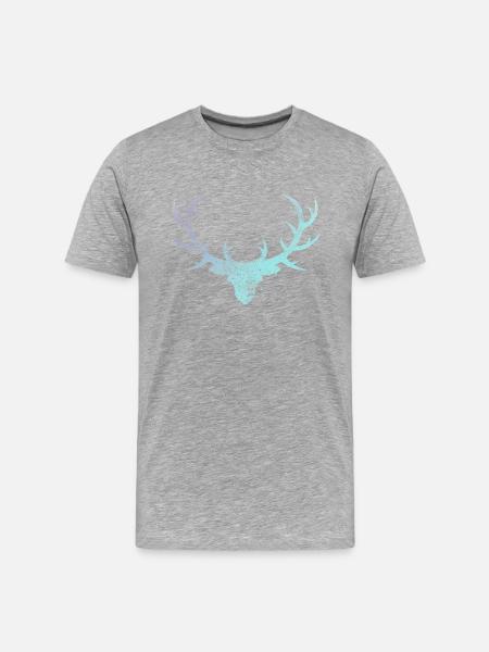 Geweih - Männer Premium Bio T-Shirt - Grau meliert