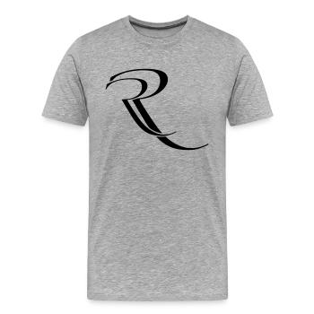 RR-Schriftzug - Männer Premium Bio T-Shirt - Grau meliert - Vorne - Damien (186cm)