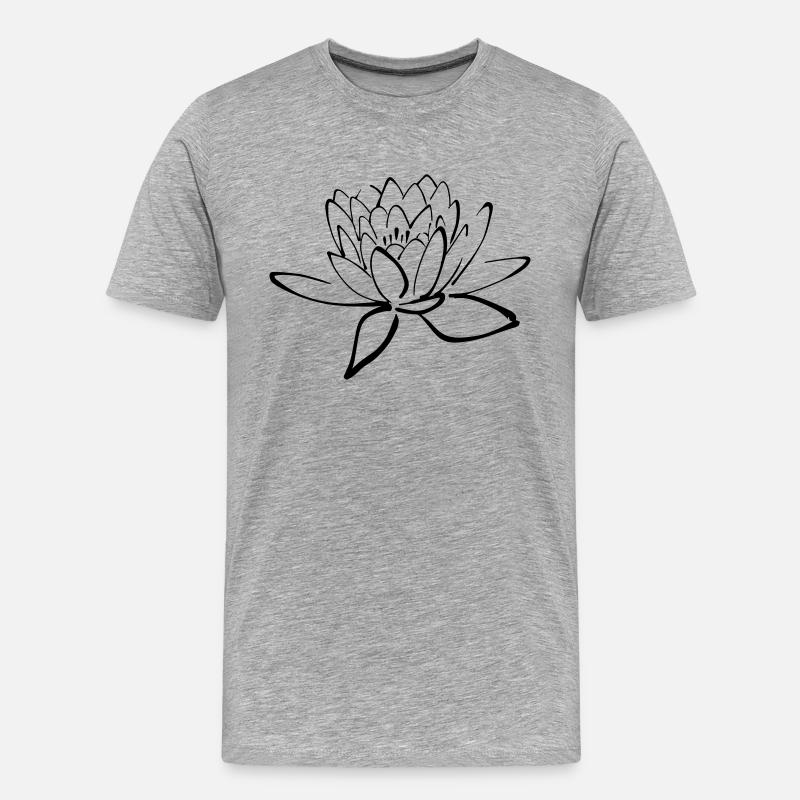 Lotusblume - Männer Premium Bio T-Shirt - Grau meliert
