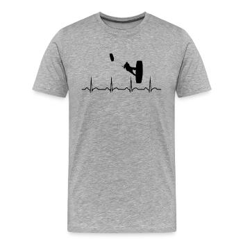 Kitesurfen Herzschlag Herren Jungen Kiten Kite Sur - Männer Premium Bio T-Shirt - Grau meliert - Vorne - Damien (186cm)