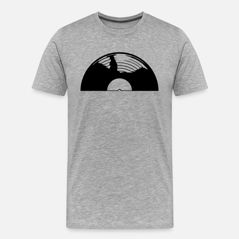 Retro halbe Vinyl Schallplatte - Männer Premium Bio T-Shirt - Grau meliert