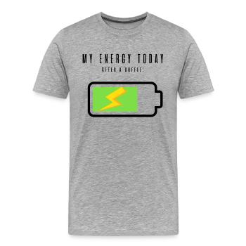 Wiederaufladbare Batterie mit Kaffee | Kaffeeliebhaber - Männer Premium Bio T-Shirt - Grau meliert - Vorne - Damien (186cm)
