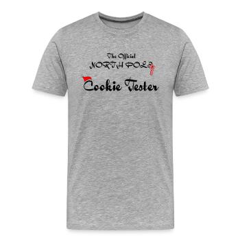 The Official North Pole Cookie Tester - Men's Premium Organic T-Shirt - heather grey - Front - Damien (186cm)