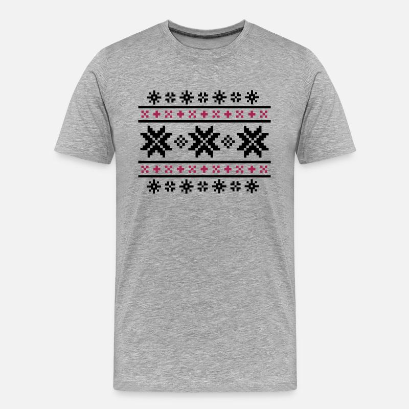 Norweger-Muster (Winter) 02.1 - Männer Premium Bio T-Shirt - Grau meliert