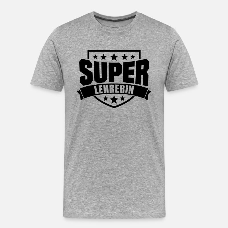 Super Lehrerin - Männer Premium Bio T-Shirt - Grau meliert