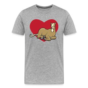 J'adore les chevaux - cheval avec coeur - T-shirt bio Premium Homme - gris chiné - Devant - Damien (186cm)