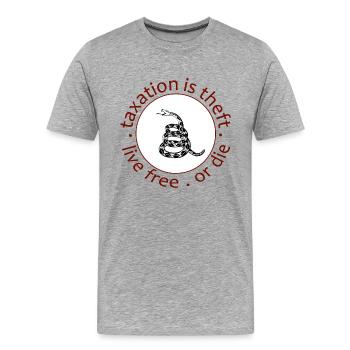 live free or die - Männer Premium Bio T-Shirt - Grau meliert - Vorne - Damien (186cm)
