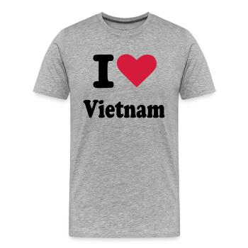Vietnam - Männer Premium Bio T-Shirt - Grau meliert - Vorne - Damien (186cm)