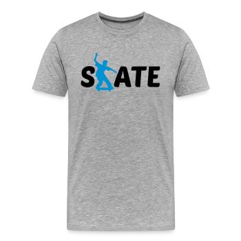 logo skate text skateboard stunt trick fahren spas - Männer Premium Bio T-Shirt - Grau meliert - Vorne - Damien (186cm)