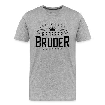 ich werde grosser bruder - Männer Premium Bio T-Shirt - Grau meliert - Vorne - Damien (186cm)