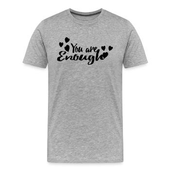 Du bist genug - Männer Premium Bio T-Shirt - Grau meliert - Vorne - Damien (186cm)