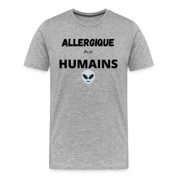 ALLERGIQUE AUX HUMAINS - T-shirt bio Premium Homme - gris chiné - Devant - Damien (186cm)