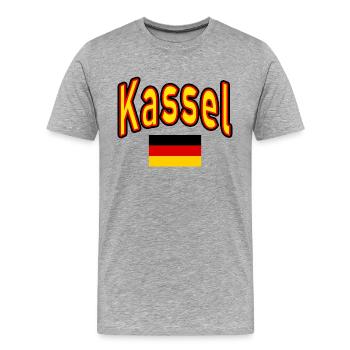 Drapeau allemand de Kassel - T-shirt bio Premium Homme - gris chiné - Devant - Damien (186cm)