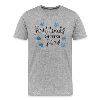 First tracks... - Men's Premium Organic T-Shirt - heather grey - Front - Damien (186cm)
