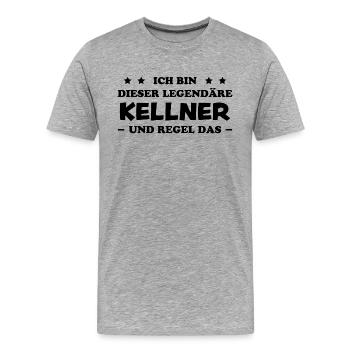 Kellner Lustige Spruch Service Restaurant Geschenk - Männer Premium Bio T-Shirt - Grau meliert - Vorne - Damien (186cm)