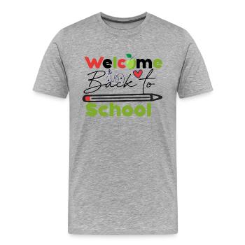 Bienvenue à l’école, la rentrée scolaire commence à s’amuser - T-shirt bio Premium Homme - gris chiné - Devant - Damien (186cm)