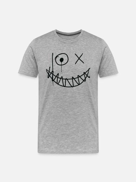 Hahaha grinsekatze - Männer Premium Bio T-Shirt - Grau meliert