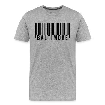 Baltimore Barcode - Men's Premium Organic T-Shirt - heather grey - Front - Damien (186cm)