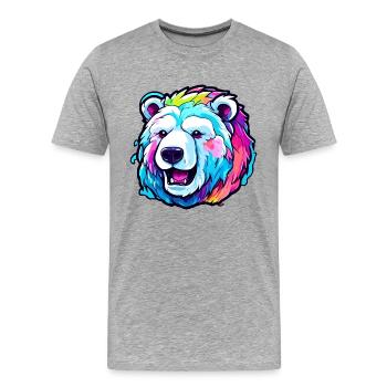 Ours polaire / Animal / Norpol / hiver / enfantin / mignon - T-shirt bio Premium Homme - gris chiné - Devant - Damien (186cm)