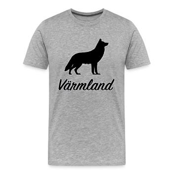 Värmland Wolf Suède Région Län Silhouette - T-shirt bio Premium Homme - gris chiné - Devant - Damien (186cm)