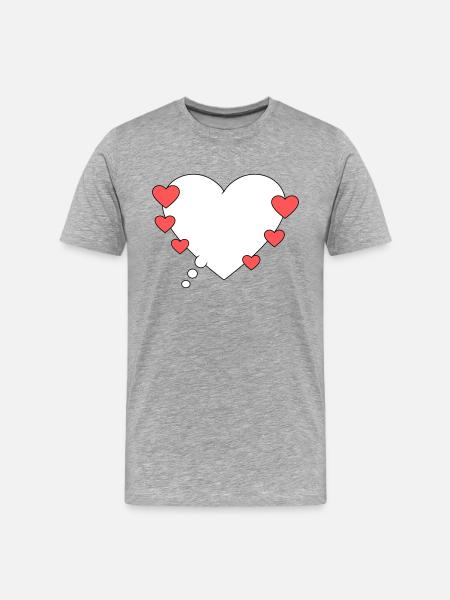 Denkblase mit Herzen - Männer Premium Bio T-Shirt - Grau meliert