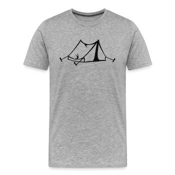 Zelt - Männer Premium Bio T-Shirt - Grau meliert - Vorne - Damien (186cm)