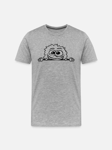 Wahnsinniges Monster hinter Mauer - Männer Premium Bio T-Shirt - Grau meliert