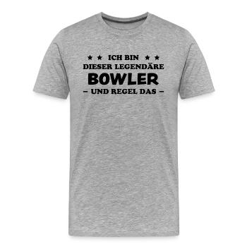 Bowling Spruch Bowlingspieler Fun Bowler Geschenk - Männer Premium Bio T-Shirt - Grau meliert - Vorne - Damien (186cm)