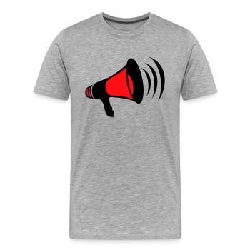 mega, megaphone, megaphone, demonstrate, call, cry - Men's Premium Organic T-Shirt - heather grey - Front - Damien (186cm)