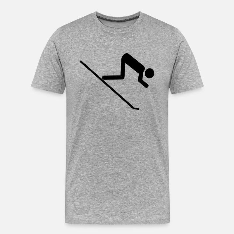 ski - Männer Premium Bio T-Shirt - Grau meliert