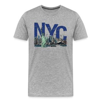 NYC NEW YORK CITY - Men's Premium Organic T-Shirt - heather grey - Front - Damien (186cm)