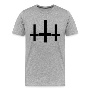 Kreuz - Männer Premium Bio T-Shirt - Grau meliert - Vorne - Damien (186cm)
