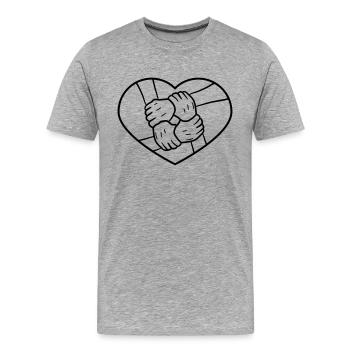 love heart symbol 4 friends holding hands team cre - Men's Premium Organic T-Shirt - heather grey - Front - Damien (186cm)