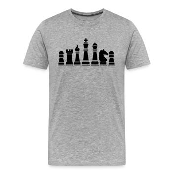 Pièces d’échecs - T-shirt bio Premium Homme - gris chiné - Devant - Damien (186cm)