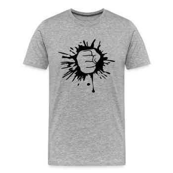klecks tropfen farbe graffiti faust hand geballt a - Männer Premium Bio T-Shirt - Grau meliert - Vorne - Damien (186cm)