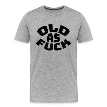 old AF Text Logo - Männer Premium Bio T-Shirt - Grau meliert - Vorne - Damien (186cm)