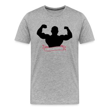 Bodybuilder - T-shirt bio Premium Homme - gris chiné - Devant - Damien (186cm)