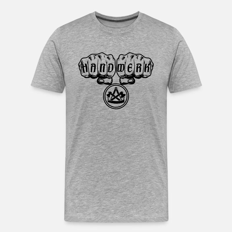 Zimmermann Faust Handwerk Beruf - Männer Premium Bio T-Shirt - Grau meliert